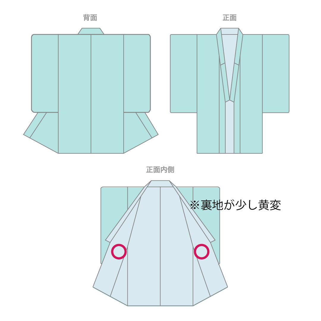 訪問着 正絹 袷 身丈157cm 裄丈66cm 青宣徳色(あおせんとくいろ) 濡れ描き 落葉模様 Aランク 緑系 1112004853319