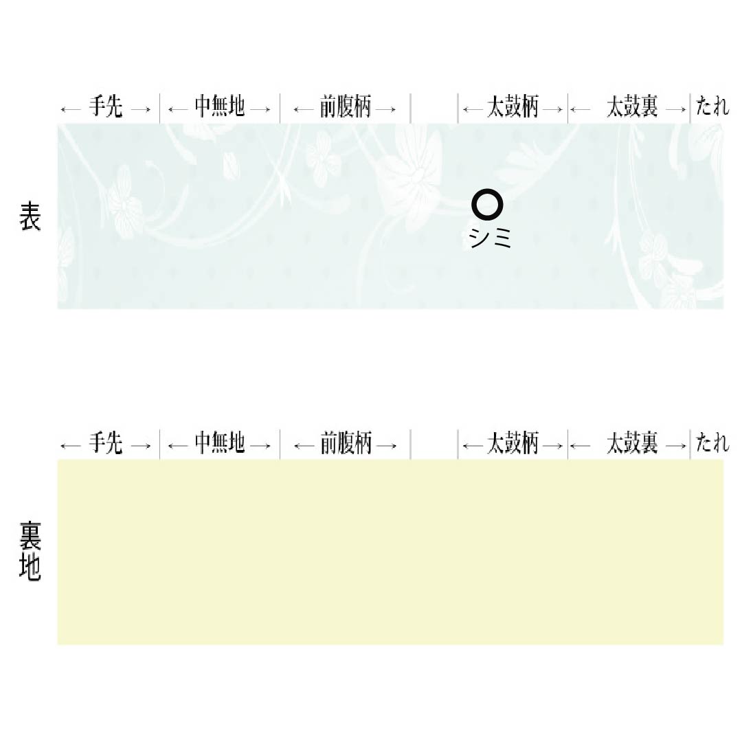 半幅帯 ポリエステル 比金襖色(ひこんのういろ) 浴衣用 無地 リバーシブル 帯丈352cm 緑系 Aランク 1125001973319
