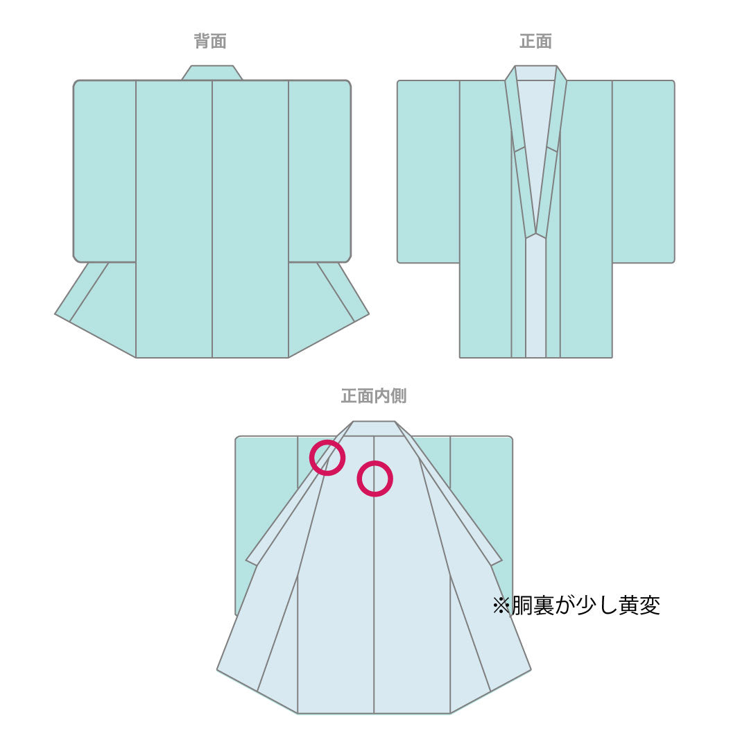 色無地 寿光織 時代人物風景模様 剣片喰 身丈164cm 裄丈66cm 袷 正絹 Sランク 緑系 1114000292319