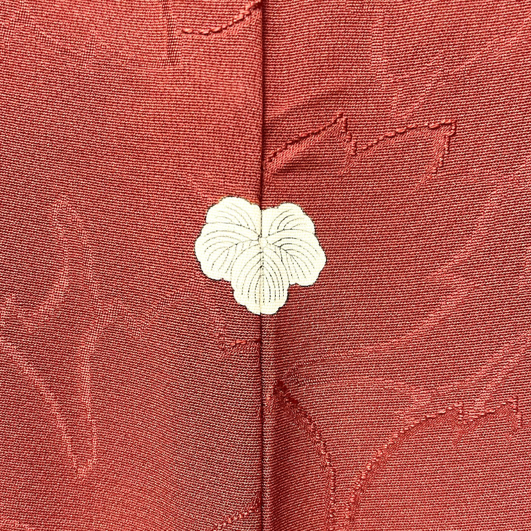 Plain color, pure silk, length 158cm, sleeve length 65.5cm, crimson, leaf pattern, ivy, single layer, A rank, red, 1114001503312