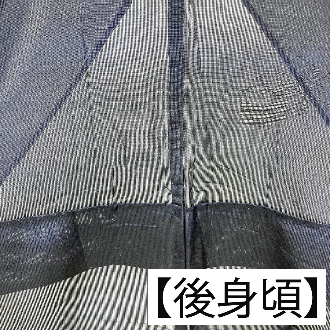 夏物 正絹 色無地 Sランク 身丈159.5cm 裄丈63cm 濃紺色(のうこんいろ) 露芝 草花模様 紗 紺系 1132004452318