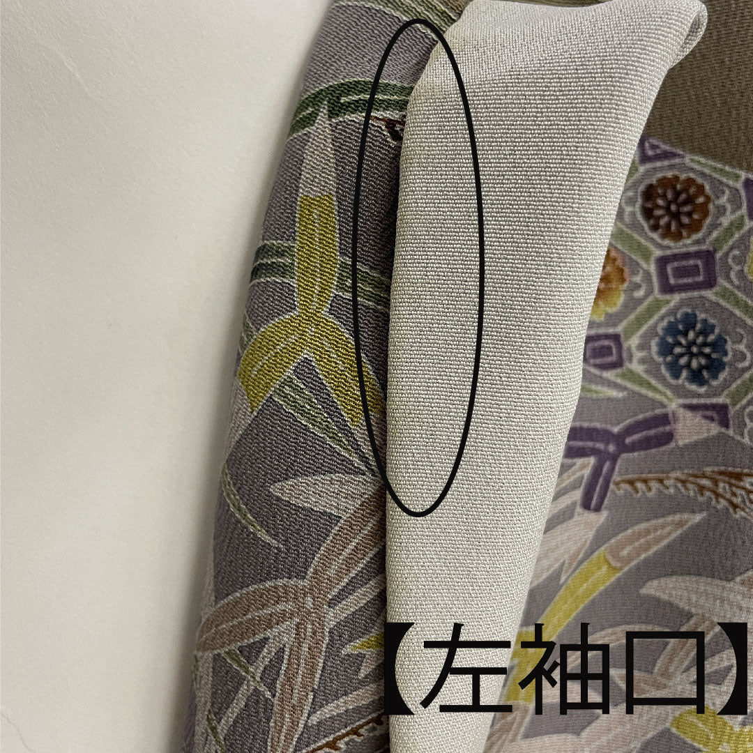 Homongi (formal kimono) Length 165.5cm Sleeve length 66cm Kyoto Bingata Genjiko Flower pattern Pure silk A rank Gray 1112001453522