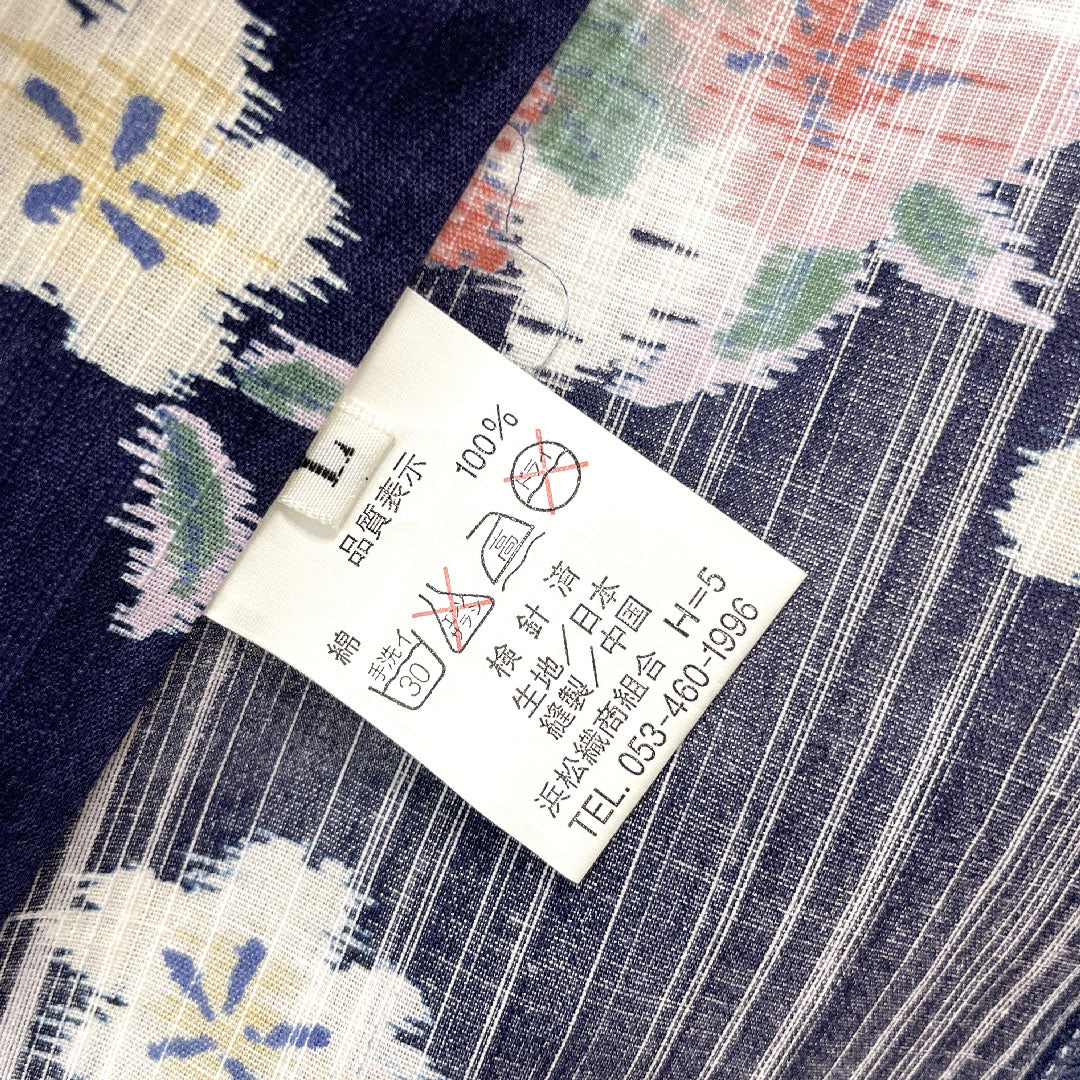 Yukata with basting thread, unused, navy blue, snowflake, floral pattern, cotton, S rank, single layer, length 171cm, sleeve length 65.5cm, navy blue, 1118002072618