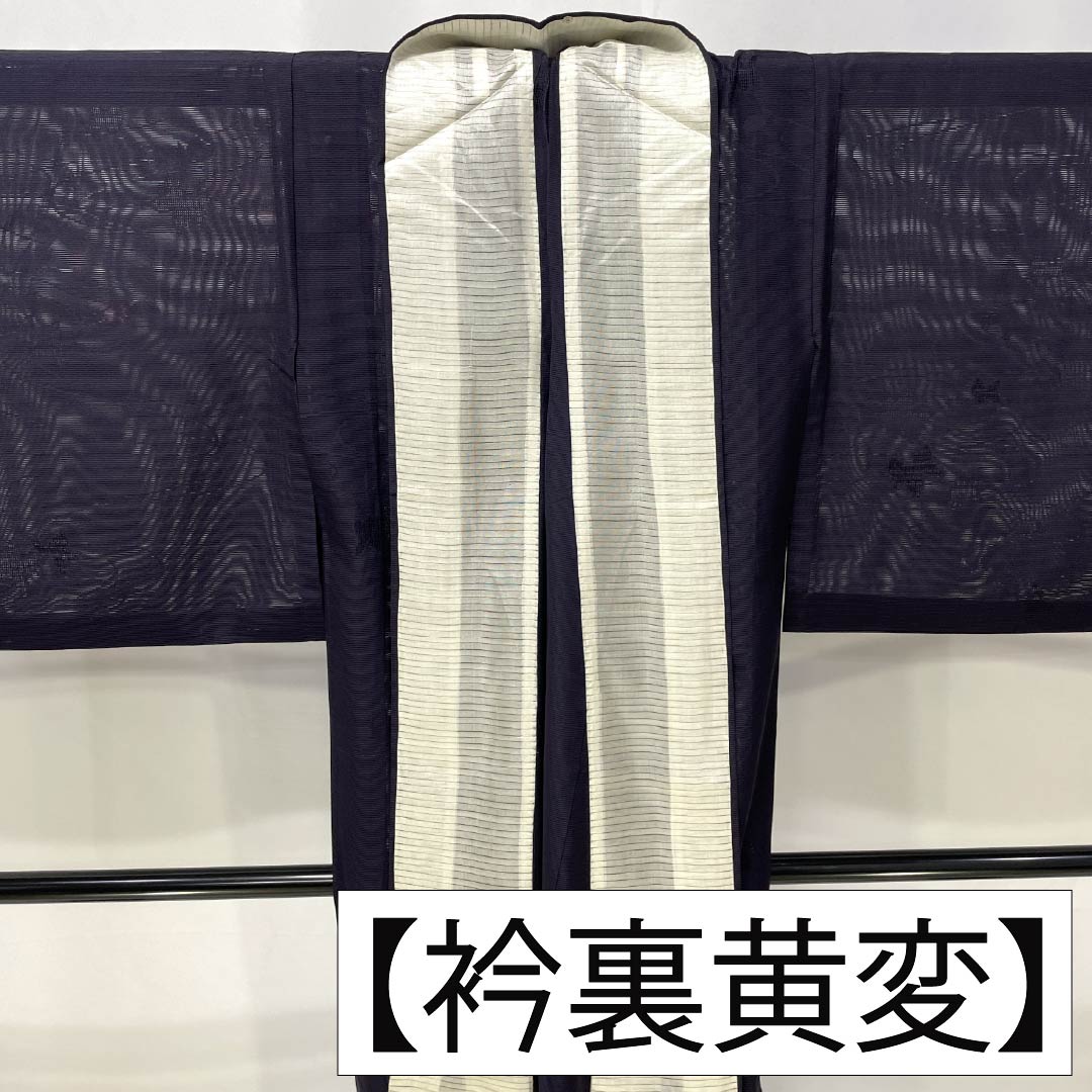 Summer Item Pure Silk Iromuji S Rank Length 159.5cm Sleeve Length 63.5cm Kachiiro (Dark Blue) Flowing Water Grass Blades Mon-Ro Ro Navy 1132003702318