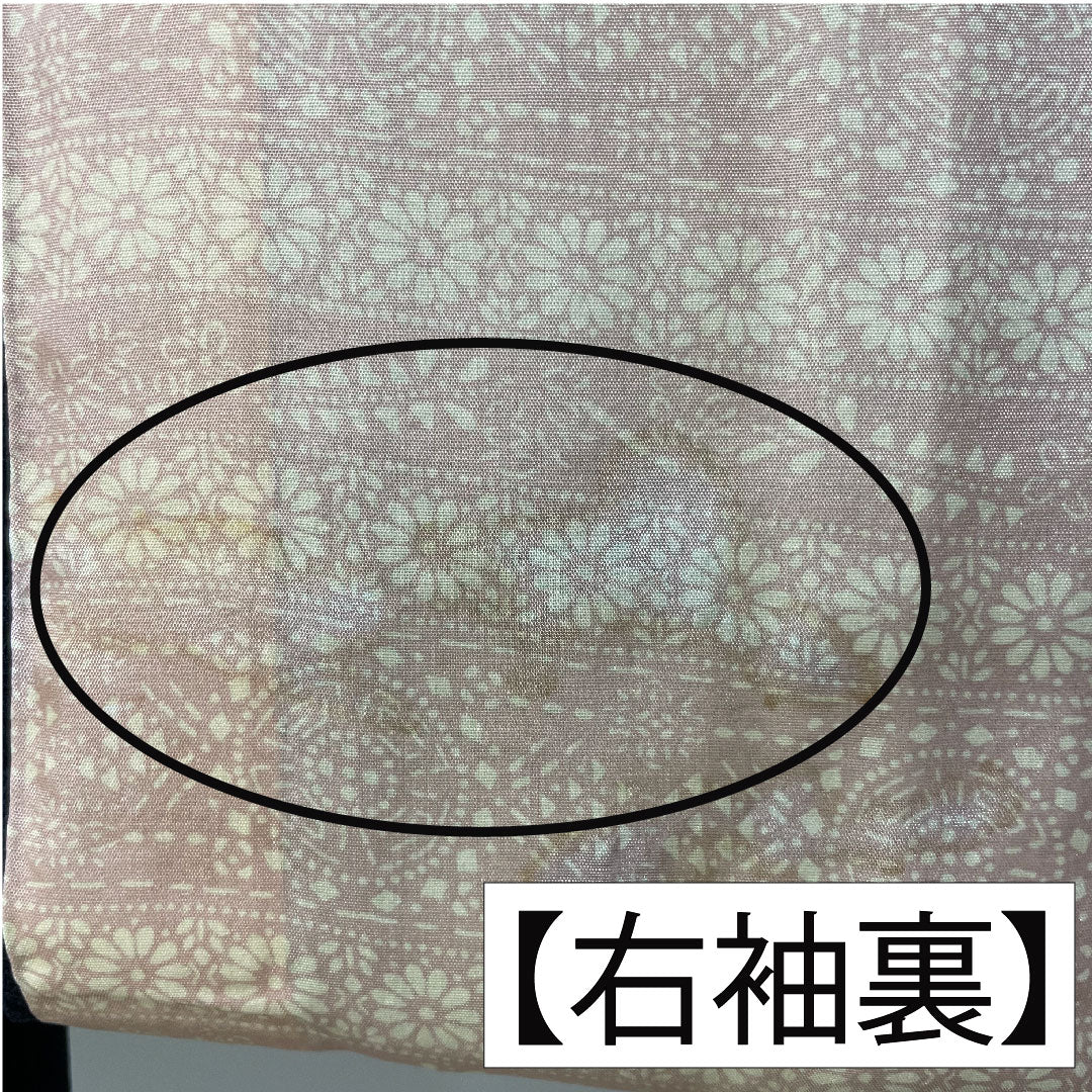 Michiyuki coat, pure silk, length 77.5cm, sleeve length 64cm, geometric pattern, B rank, lined, black, 1117001104910