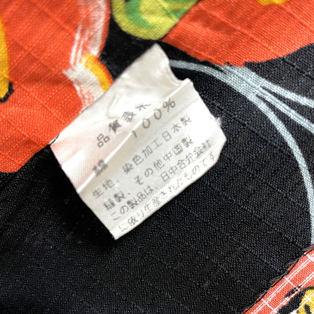 浴衣 椿 格子 木綿 Sランク 単衣 身丈161cm 裄丈64cm 黒系 1118003842410