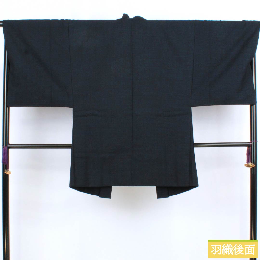 男物 ウール Aランク 身丈149.5cm 裄丈65.5cm アンサンブル 単衣 紺系 1119000923418