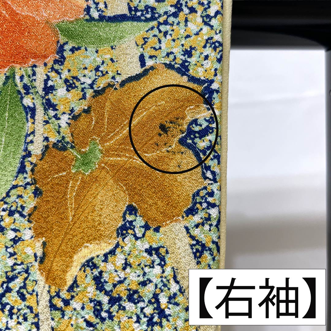 Small pattern, polyester, length 150.5cm, sleeve length 66cm, lined, navy blue, stencil dyeing, grass, flowers, S rank, navy blue, 1115005442118