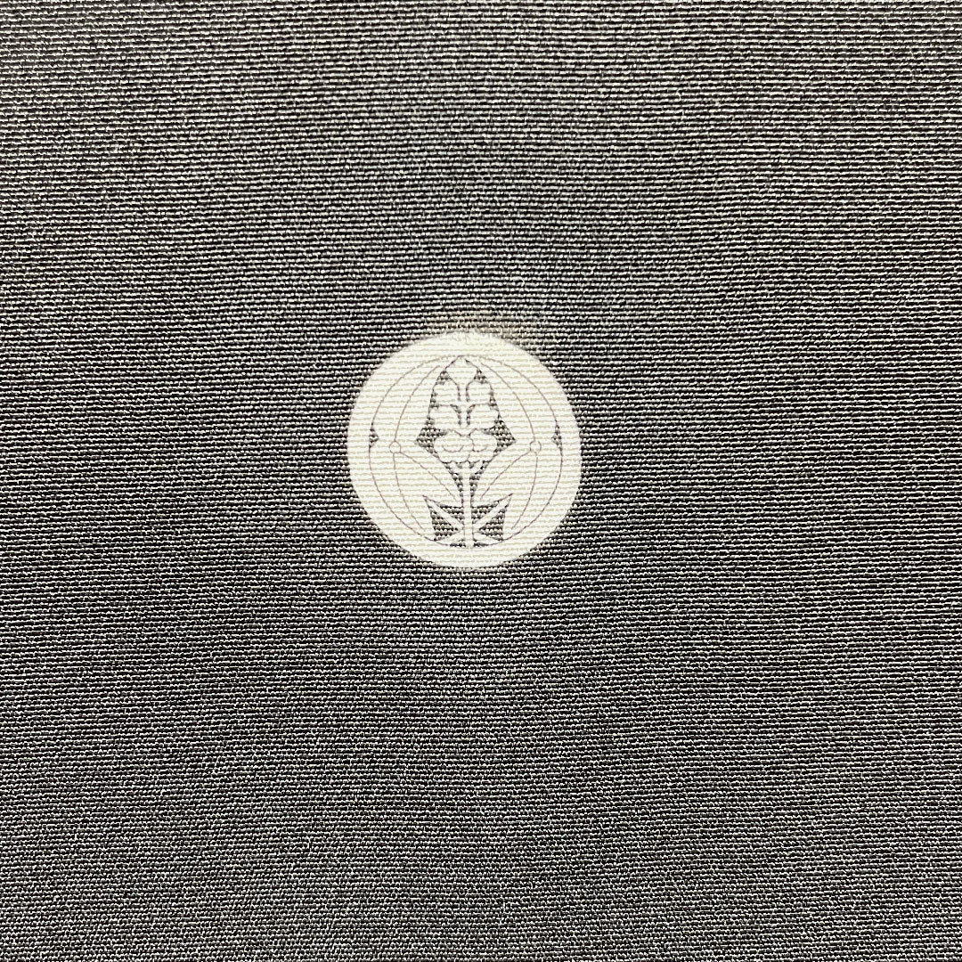 Black formal kimono, length 163.5cm, sleeve length 62.5cm, lined, Kyoto Yuzen, auspicious motif, circle with iris, pure silk, A rank, five crests, black, 1111000633410