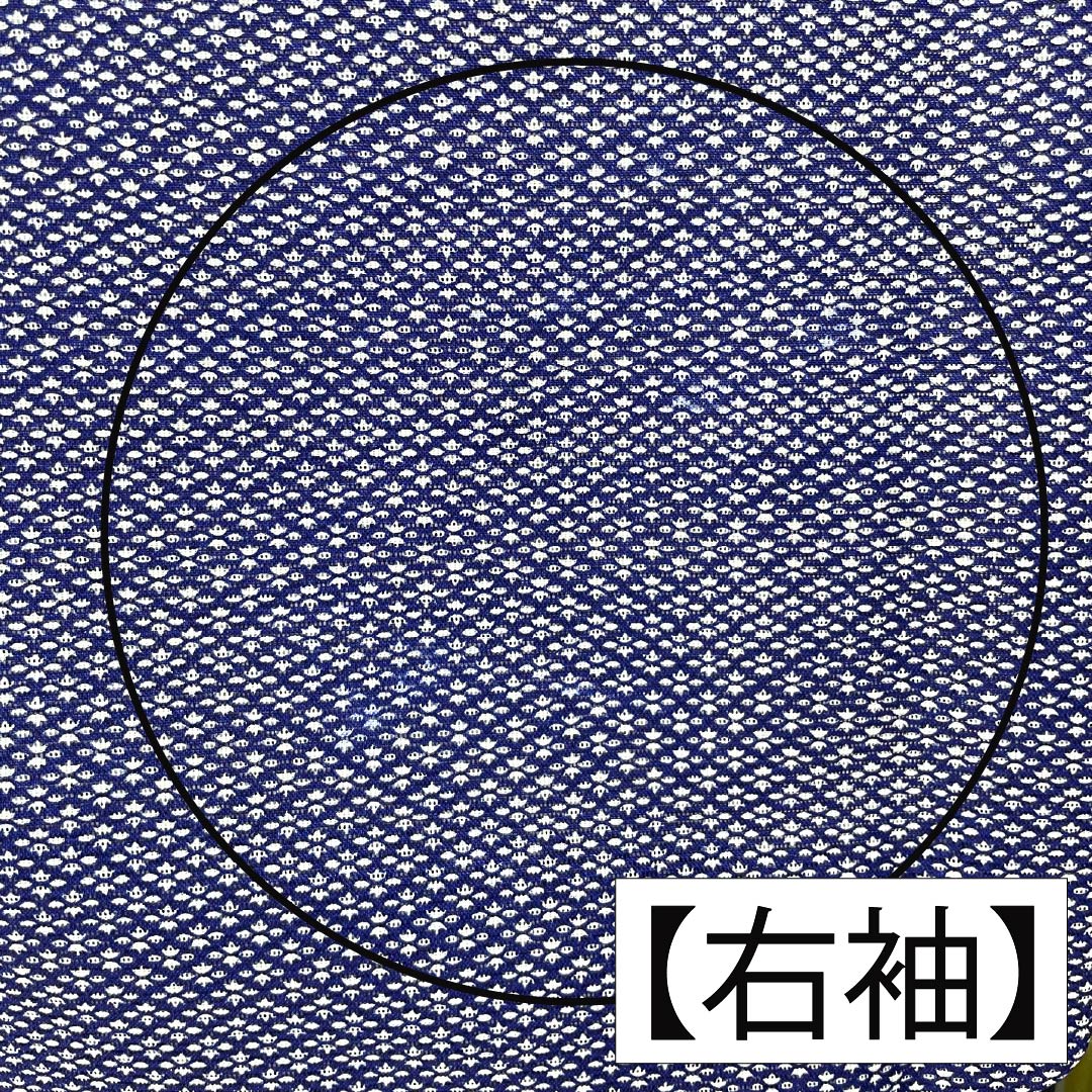 夏物 ポリエステル 小紋 Aランク 身丈158cm 裄丈65cm 濃桔梗色(こいききょういろ) 花菱 洗える着物 絽 紺系 1132003333318