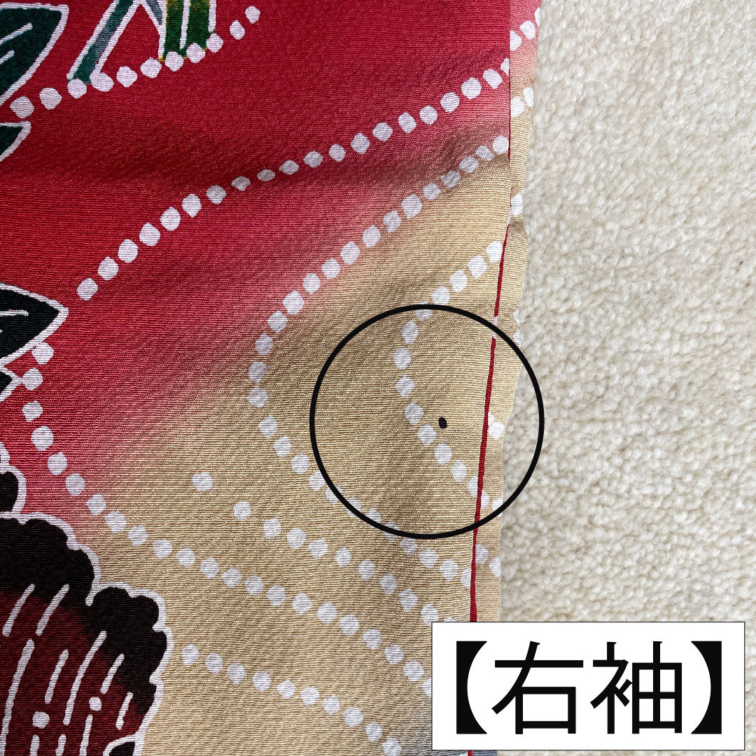 振袖 正絹 身丈164.5cm 裄丈68cm 袷 土耳古赤色(とるこあかいろ) 京紅型 吉祥文様 Sランク 赤系 1113002062412