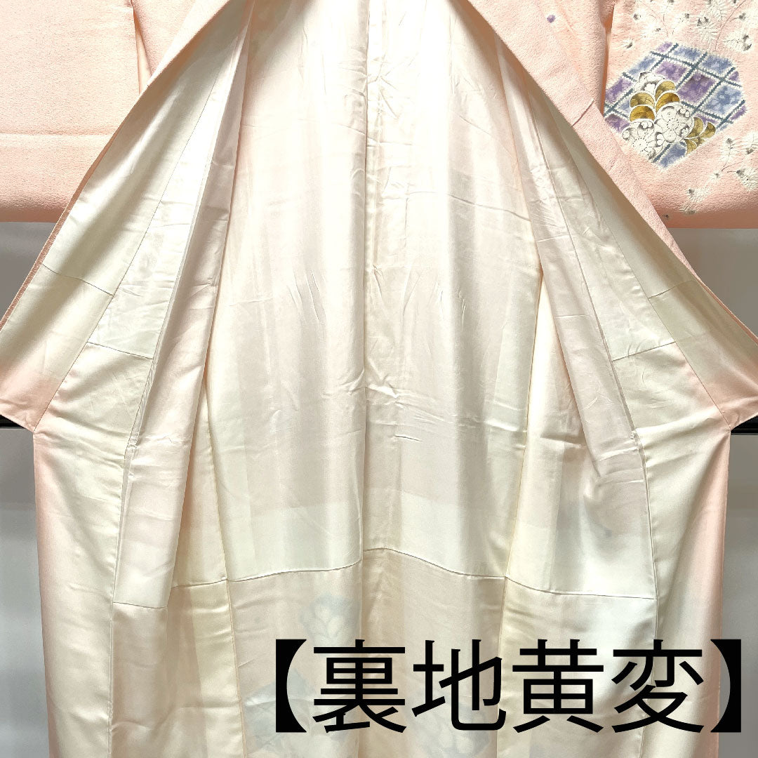 訪問着 袷 身丈156.5cm 裄丈64cm 乙女色 辻ヶ花 正絹 Aランク ピンク系 1112002433313