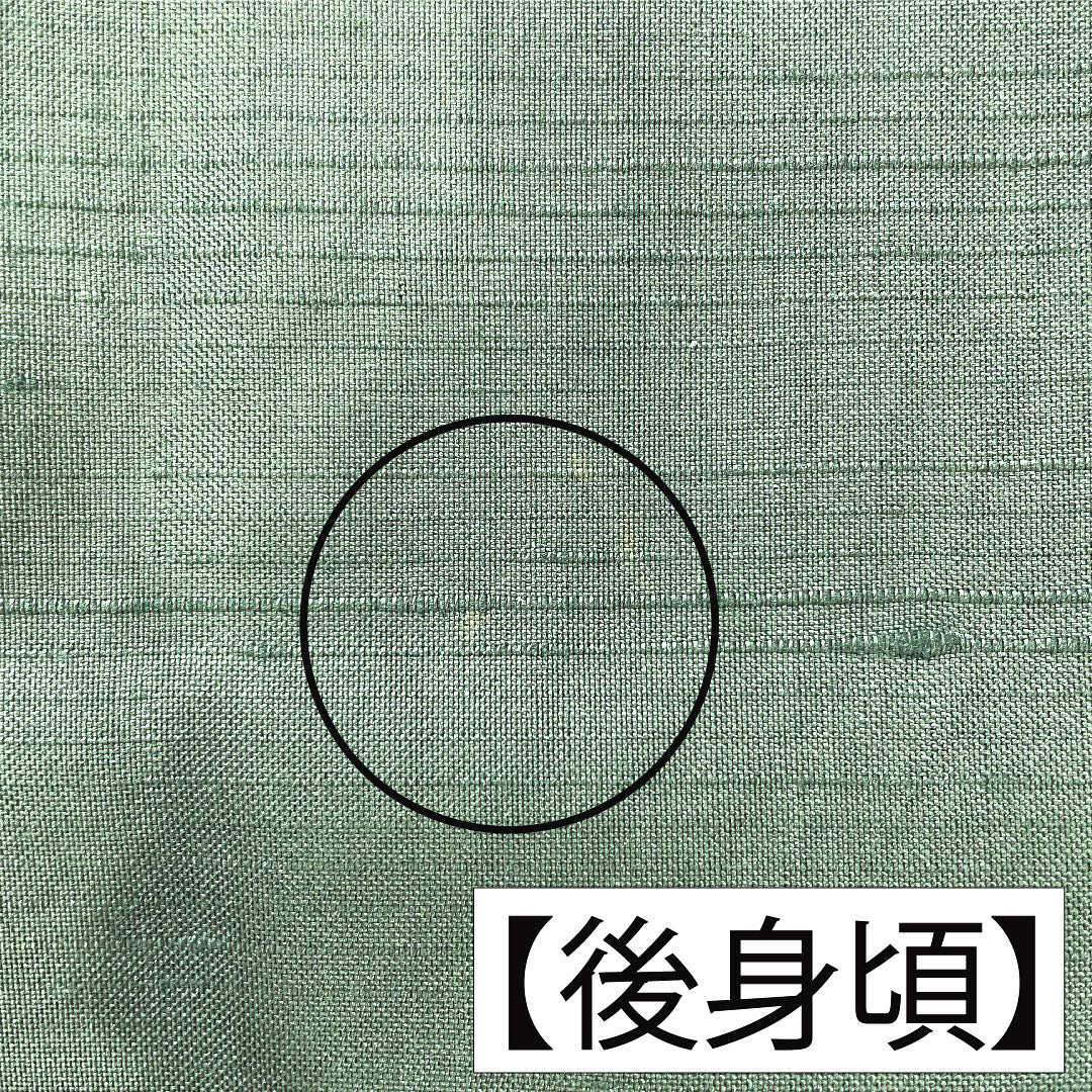 色無地 正絹 身丈152cm 裄丈61.5cm 山藍摺色(やまあいずりいろ) 紬地 しつけ糸付き 袷 Aランク 緑系 1114001653219