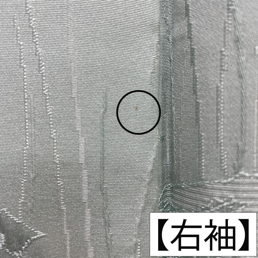 色無地 正絹 身丈154cm 裄丈62cm 薄水色(うすみずいろ) 綸子 袷 Aランク 緑系 1114002093219