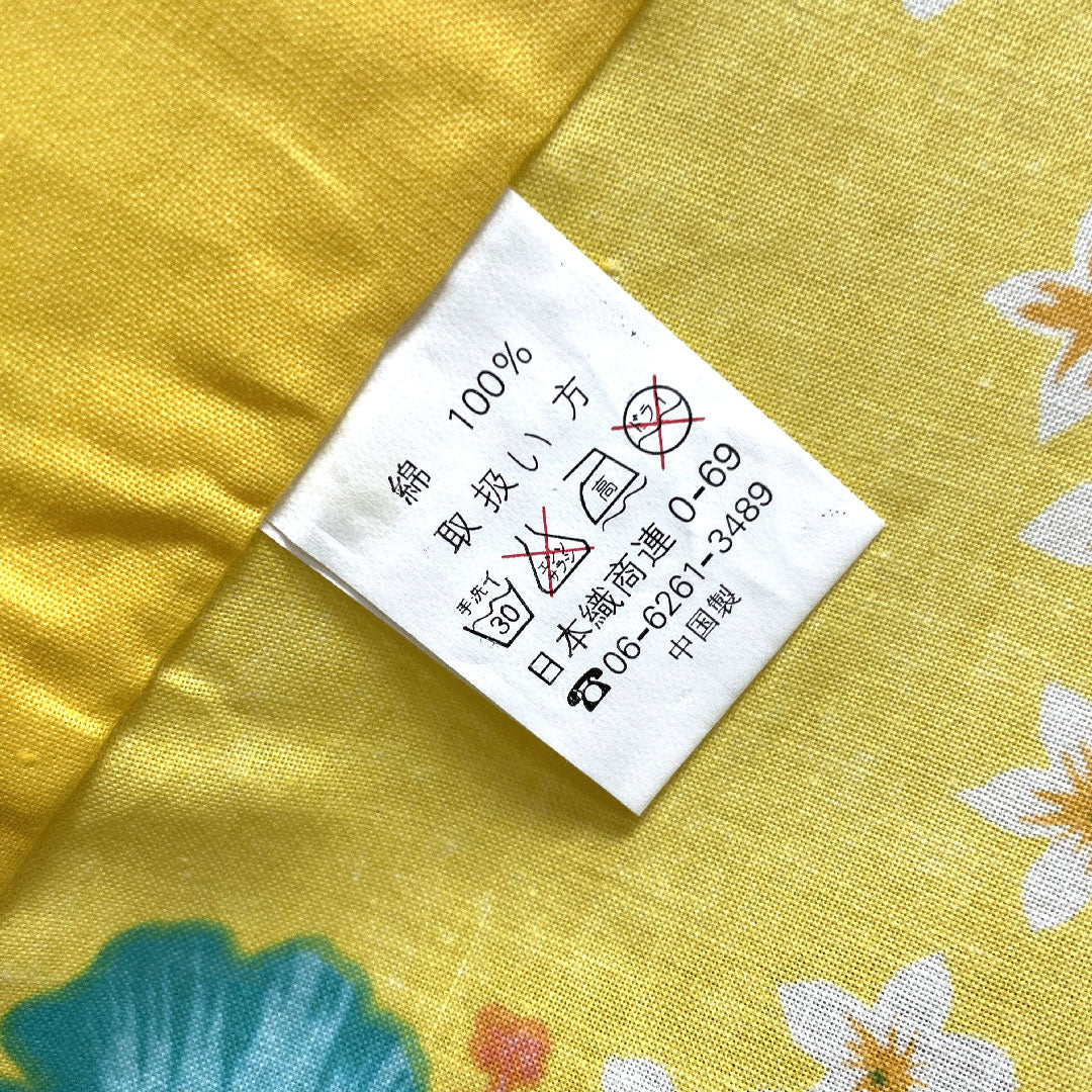 Yukata with basting thread, unused, sunflower color, hibiscus, cotton, S rank, single layer, length 164cm, sleeve length 64.5cm, yellow, 1118002732423