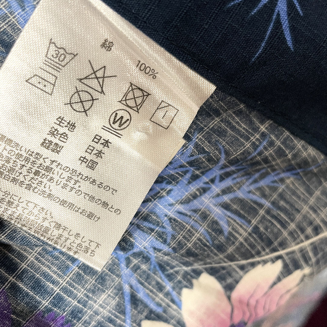 Yukata, deep blue, cosmos, cotton, A rank, single layer, length 163cm, sleeve length 66.5cm, navy blue, 1118000963418