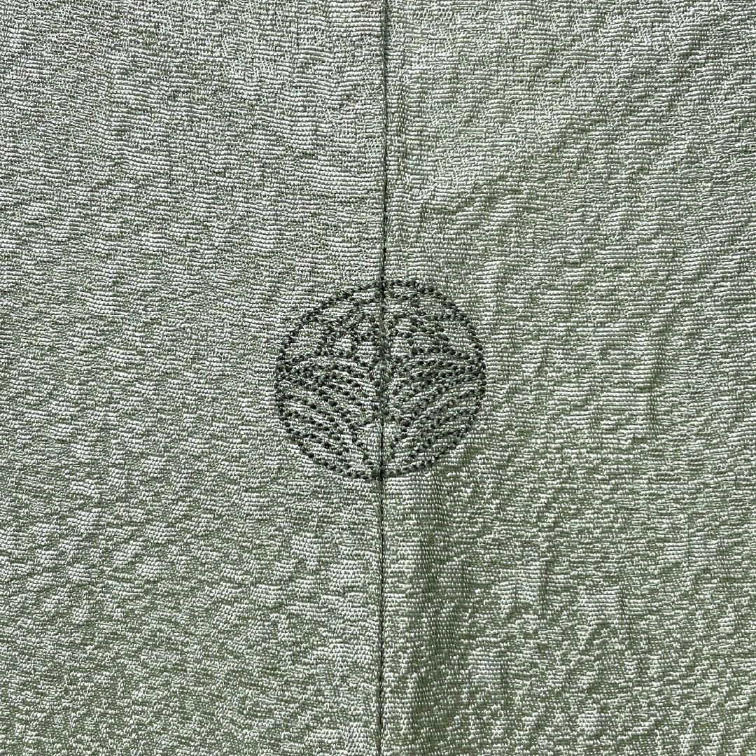 Solid-colored silk kimono, A-rank, length 156cm, sleeve length 64cm, Longquan celadon glaze color (Rongquan Ching Two-Youth), single crest, split paulownia wood, sewn crest, lined, green, 1114002563319