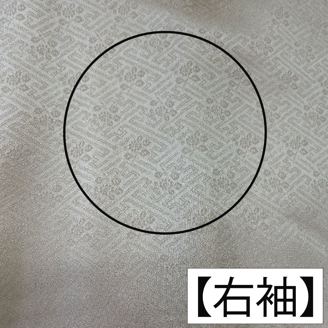 小紋 正絹 身丈162cm 裄丈64cm 袷 薄肉色(うすにくいろ) 京友禅 刺繍 Bランク クリーム系 1115004204415