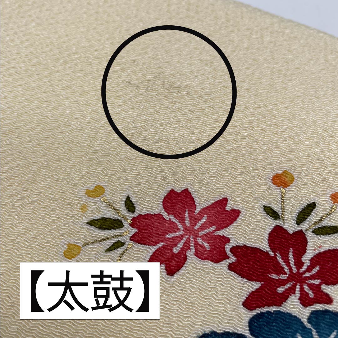 Nagoya obi, pure silk, milky white color, crepe fabric, dyed obi, pine, obi length 356cm, A rank, point pattern, semi-formal, cream color, 1124007293315, Nagoya style