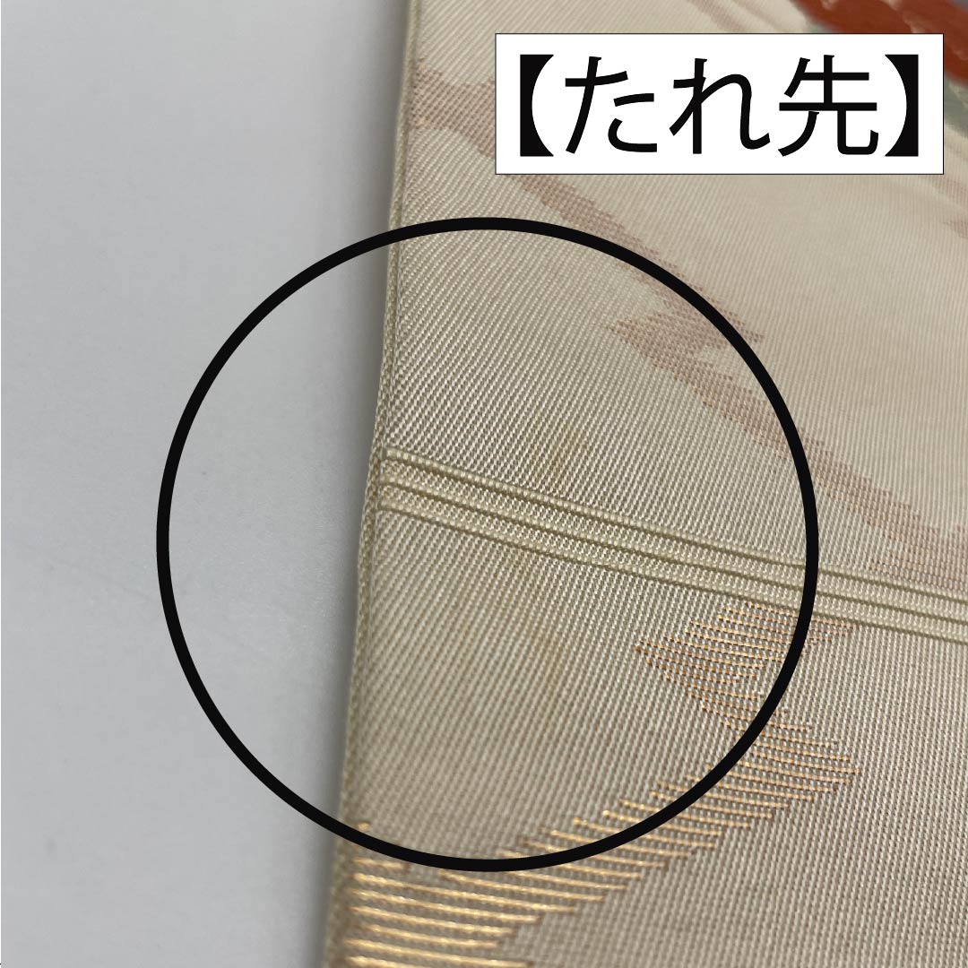 名古屋帯 生成り色(きなりいろ) 扇面 菊 椿 帯丈351cm 正絹 Bランク 六通 セミフォーマル クリーム系 1124008924315 名古屋仕立て
