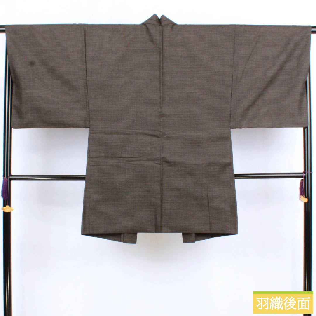 男物 正絹 Sランク 身丈143cm 裄丈67cm 亀甲模様 アンサンブル 袷 黒系 1119000942410
