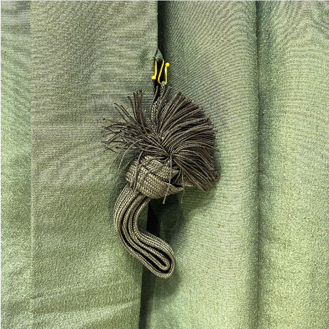 Men's silk S-rank kimono, length 88cm, sleeve length 66cm, rusty iron color (sabi-tui), green tsumugi fabric, product number 1119001642119