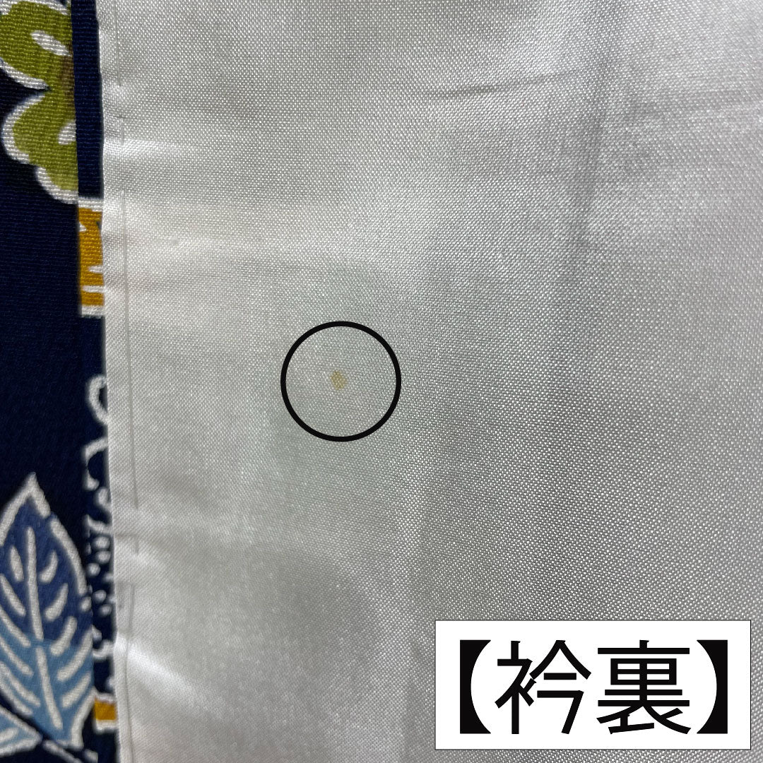 小紋 正絹 身丈160cm 裄丈64cm 袷 濃紺色(のうこんいろ) 京紅型 吉祥文様 Aランク 紺系 1115004433418