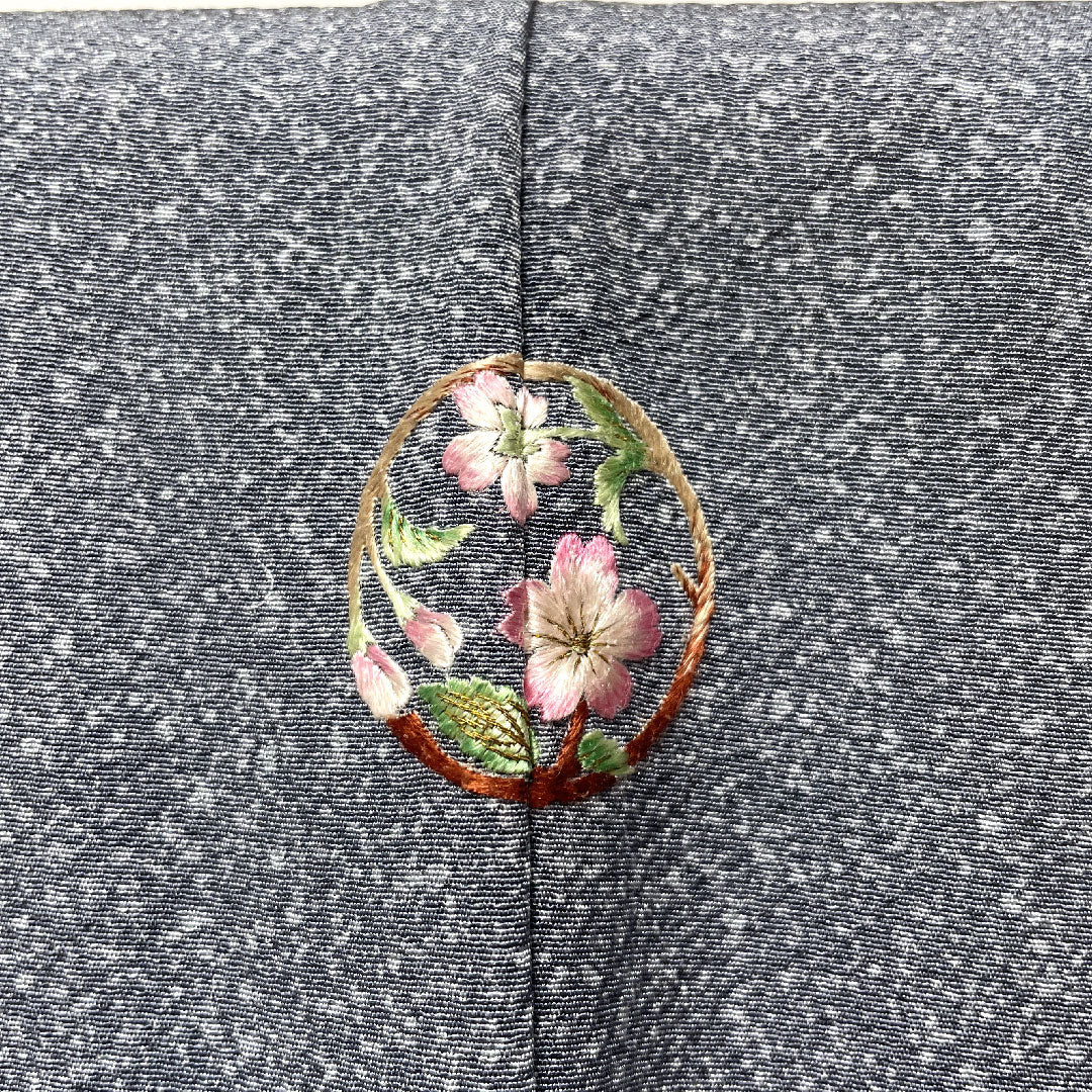 訪問着 正絹 袷 身丈155cm 裄丈63.5cm 青袋鼠色(せいたいねずいろ) 辻ヶ花 タタキ染 一つ紋 花紋 Sランク グレー系 1112005142322