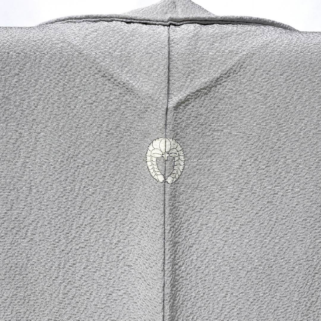 Solid-colored silk kimono, A-rank, length 159cm, sleeve length 62cm, light ink color (usuzumiiro), single crest, wisteria pattern, plain, gray, single layer, product number 1114002313322