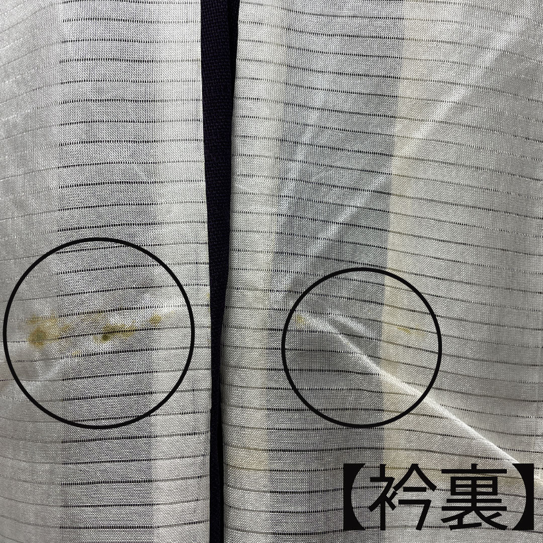 夏物 正絹 色無地 身丈154cm 裄丈63.5cm 深紫色(ふかむらさきいろ) 抽象模様 しつけ糸付き 紗 Sランク 紫系 1132001042220