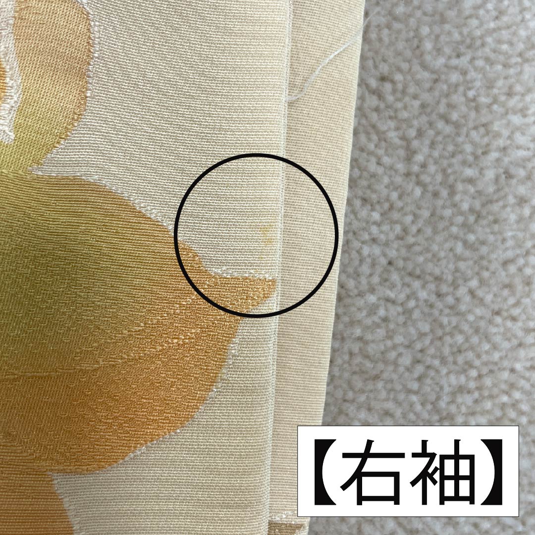 小紋 正絹 身丈160.5cm 裄丈64.5cm 袷 麴色(こうじいろ) 地紋起こし 洋花 Aランク クリーム系 1115006153415