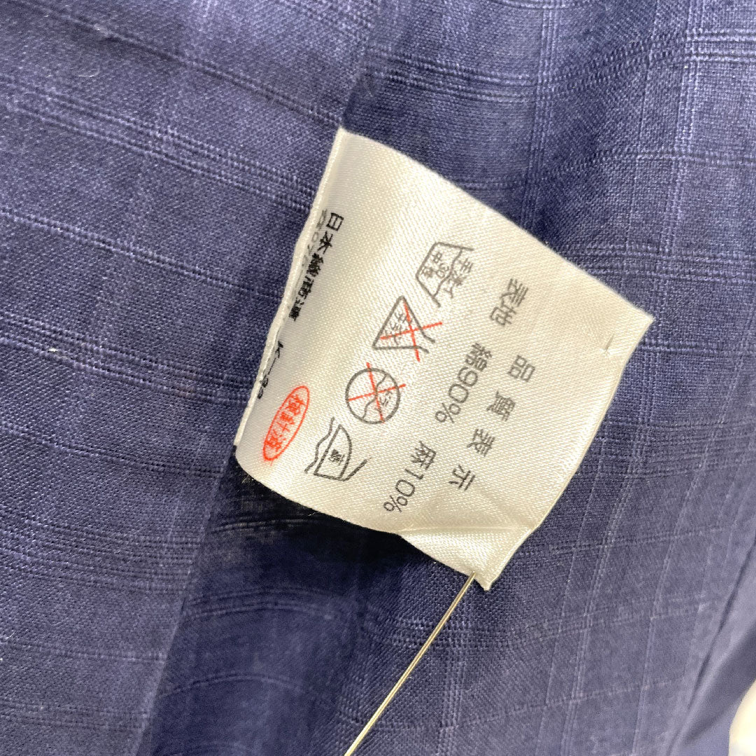 浴衣 木綿 身丈166cm 裄丈64.5cm Sランク 単衣 紺系 燻色(ふすべいろ) カサブランカ 1118005142518