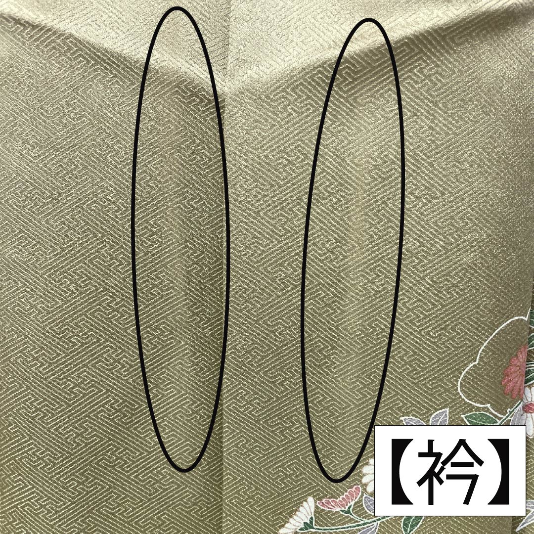 訪問着 正絹 Aランク 袷 身丈171.5cm 裄丈69cm 玉子鼠色(たまごねずいろ) 京友禅 網干 風景模様 黄系 1112006093623