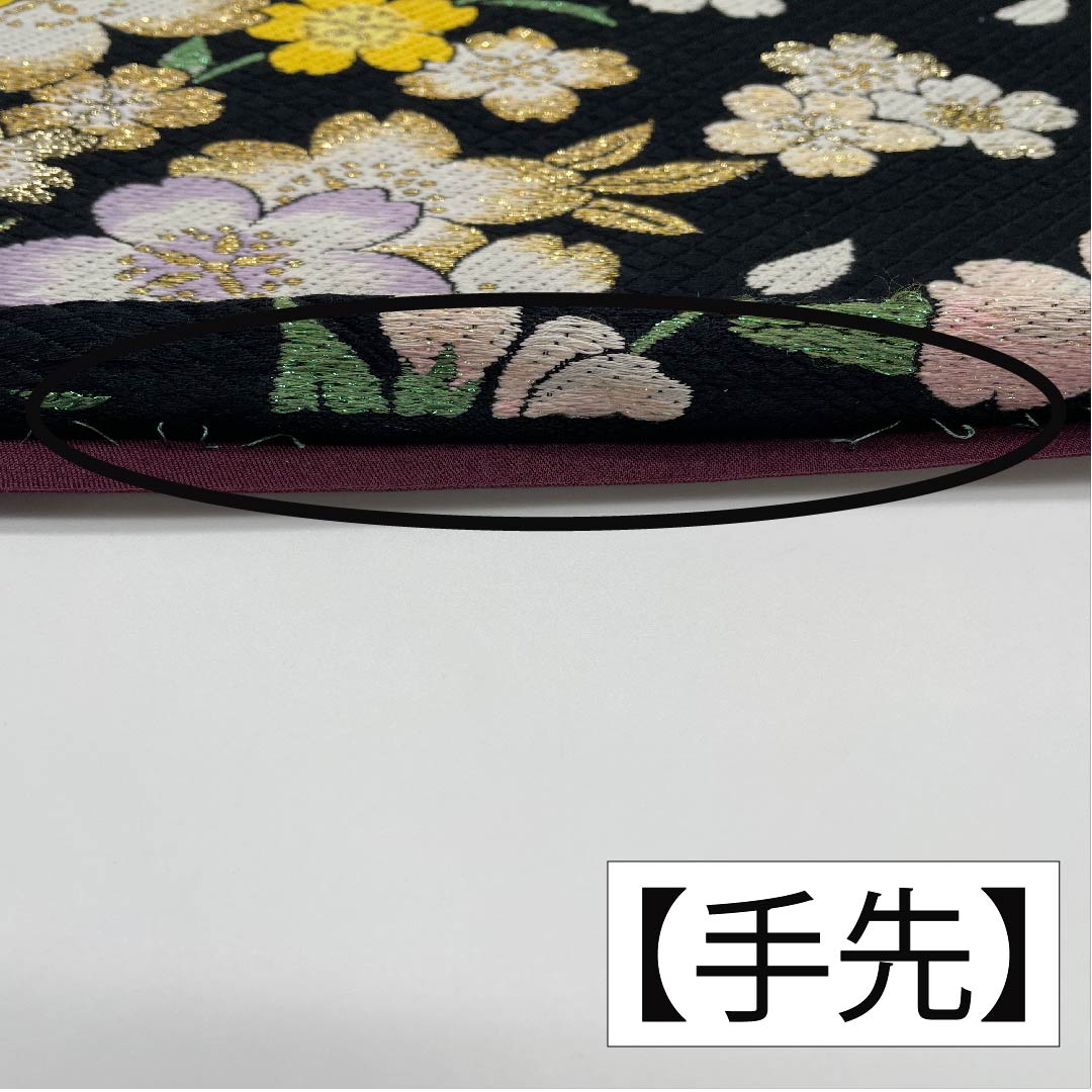 Fukuro Obi (Sash) - Pure Silk - Black - Cherry Blossoms - Lame - Obi Length: 450cm - A Rank - Six-way - Formal - Black - 1123011653410