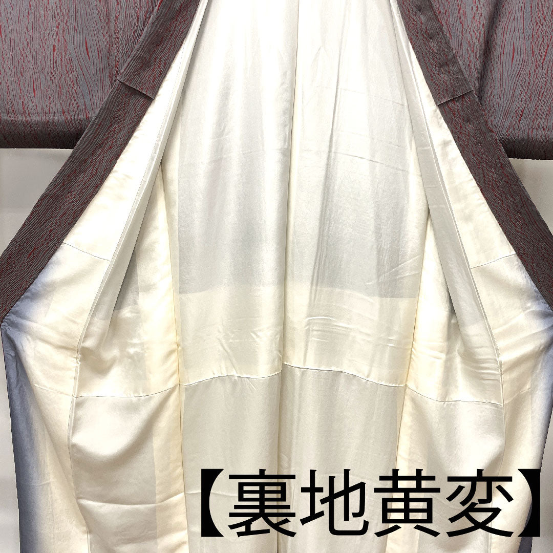 小紋 身丈147.5cm 裄丈61cm 袷 灰色 絞り 抽象模様 正絹 Sランク グレー系 1115003262122