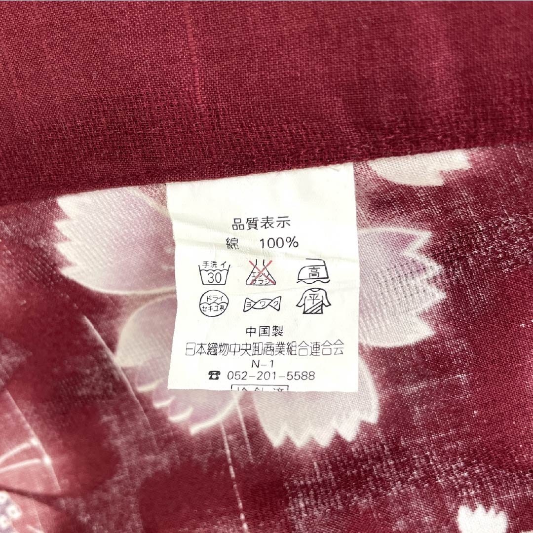 Cotton Yukata, Length 164cm, Sleeve Length 65cm, S Rank, Single Layer, Deep Scarlet Red, Pink, 1118006412412
