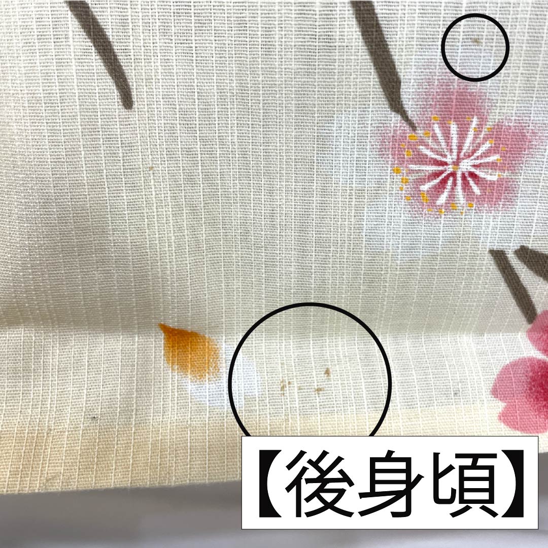 浴衣 木綿 身丈160cm 裄丈66.5cm Aランク 単衣 クリーム系 東京白茶色(とうきょうしらちゃいろ) 桜 1118006033415