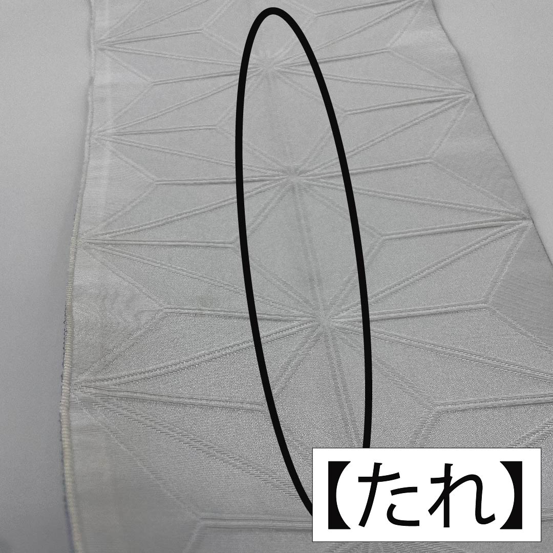 Half-width obi, polyester, lead white, blue and gray, hemp leaf, classic pattern, reversible, obi length 388cm, white, A rank, 1125001203311