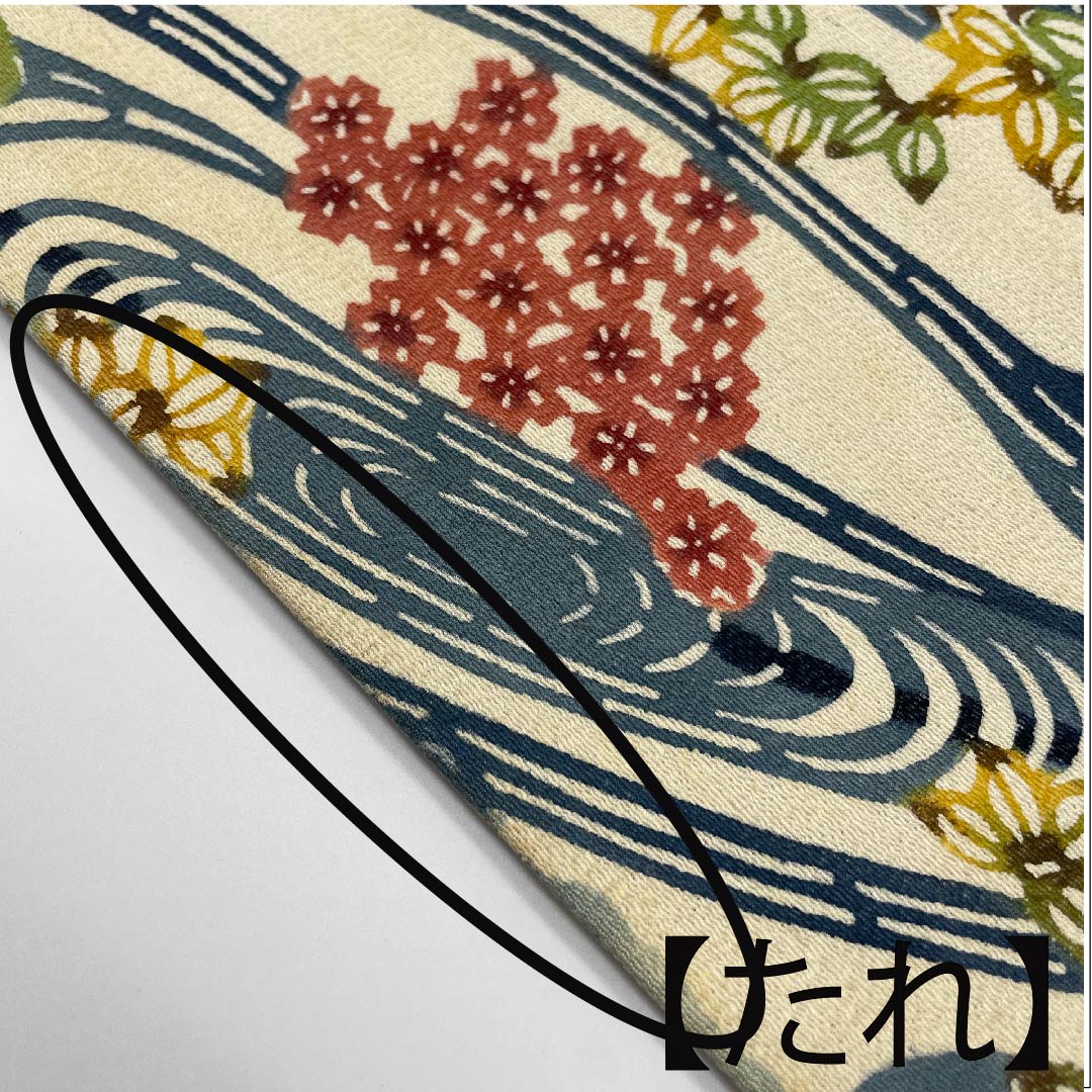 名古屋帯 生成り色 京紅型 観世流水 花模様 帯丈338cm 正絹 Bランク 六通 カジュアル 白系 1124003734311 名古屋仕立て