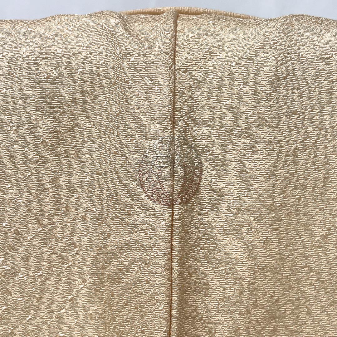 訪問着 正絹 Sランク 袷 身丈155cm 裄丈58cm 薄肉色(うすにくいろ) 縫い紋 下り藤 刺繍 重ね衿付き 草花 橙系 1112006242326