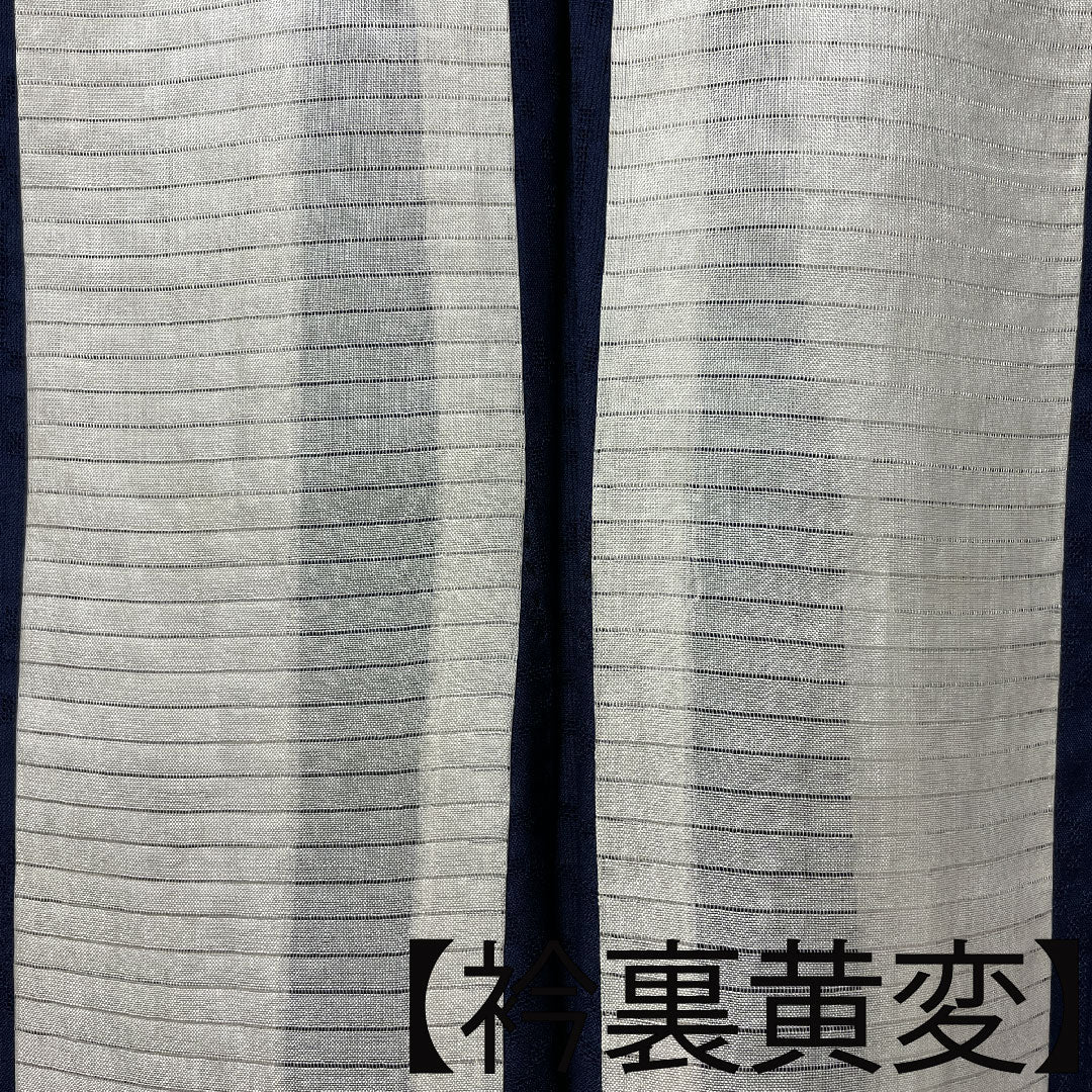 夏物 正絹 色無地 身丈153cm 裄丈64cm 濃紺色(のうこんいろ) 麻の葉 紗 Sランク 紺系 1132000982218