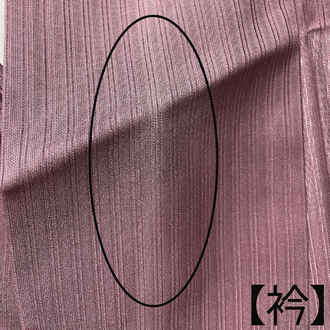 夏物 正絹 色無地 身丈160cm 裄丈60cm 紫土色(しどいろ) 竪絽(たてろ) 絽 Aランク 紫系 1132001093420
