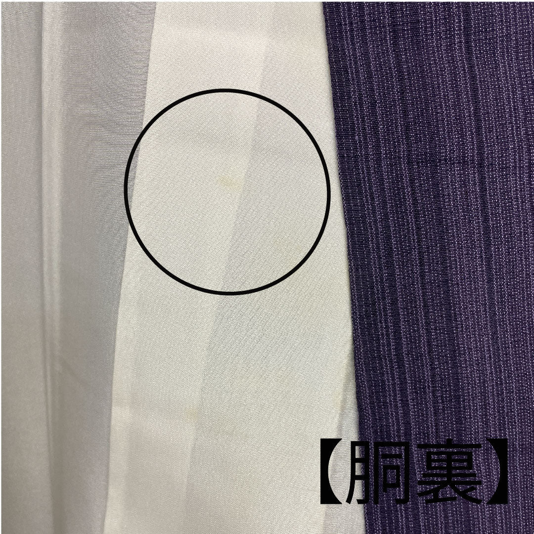 紬 身丈158cm 裄丈64cm 縞模様 正絹 Aランク 袷 紫系 1116001103320