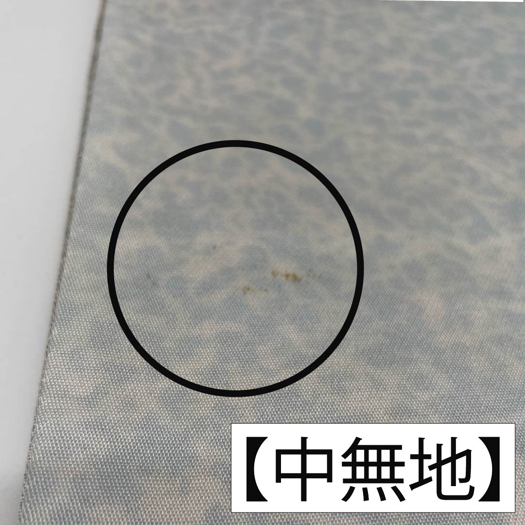 袋帯 正絹 銀色(ぎんいろ) 作家物 春蘭 風景模様 帯丈470cm Aランク ポイント柄 カジュアル 銀系 1123012553422