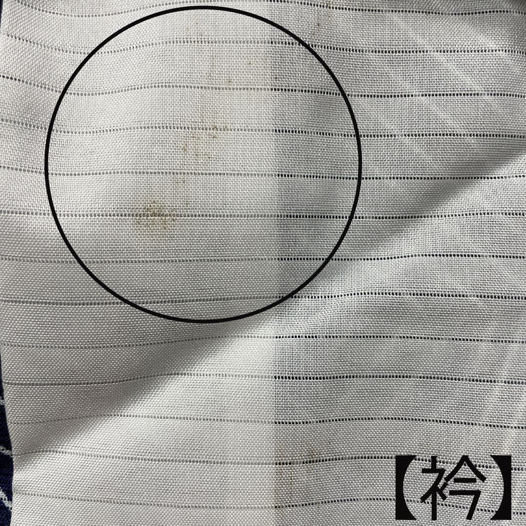 夏物 ポリエステル 小紋 身丈170.5cm 裄丈65cm 紺桔梗色(こんききょういろ) 幾何学模様 洗える着物 しつけ糸付き 絽 Sランク 紺系 1132001552618