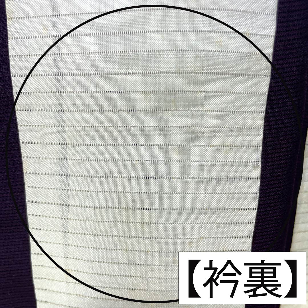 夏物 正絹 色無地 Aランク 身丈160.5cm 裄丈62.5cm 紫烏色(しうしょく) 木の葉 絽 紫系 1132004753420