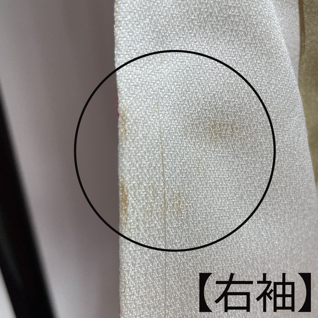 Colored uchikake, pure silk, length 191cm, sleeve length 65cm, Karaori, gold leaf finish, crane, B rank, lined, white, 1110000664911