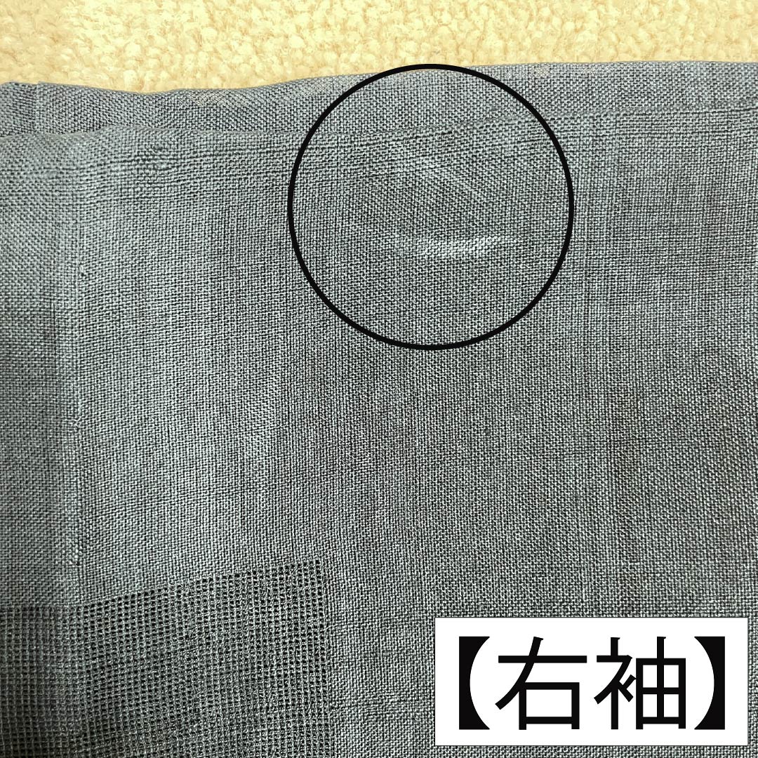 Summer Silk Iromuji (Solid Color Kimono) B Rank, Length 161cm, Sleeve-to-Sleeve 65.5cm, Tsumugi Fabric, Mon-sha (Gauze with Woven Patterns), Sha (Gauze), Black-ish, 1132003824410
