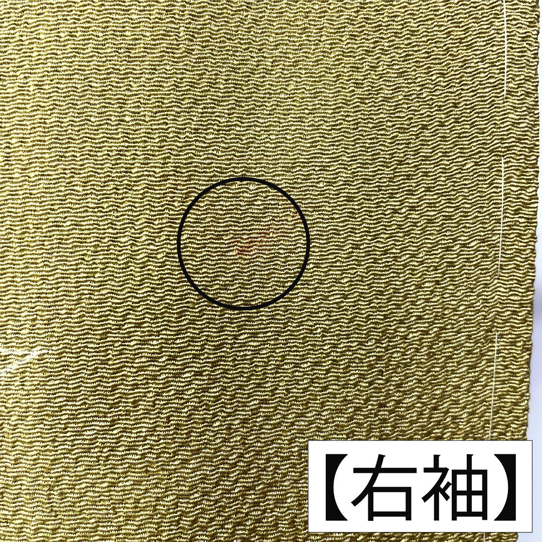 訪問着 正絹 袷 身丈155.5cm 裄丈67.5cm 唐金色(からかねいろ) 京友禅 ちりめん地 草花模様 Aランク 緑系 1112005953319