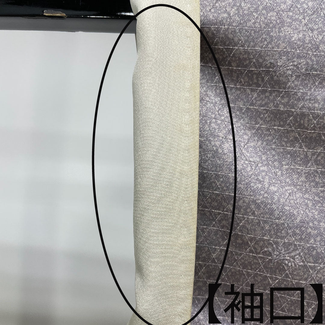 訪問着 正絹 袷 身丈161cm 裄丈65cm 鈍紫色 刺繡 Aランク グレー系 1112003703422